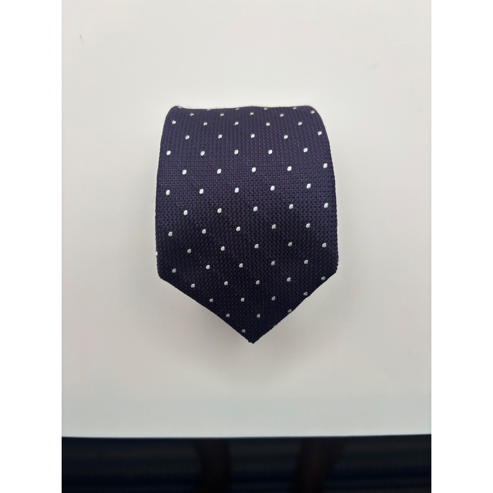 Joseph Abboud Mens Navy Blue White Micro Dot Textured Silk Blend Necktie